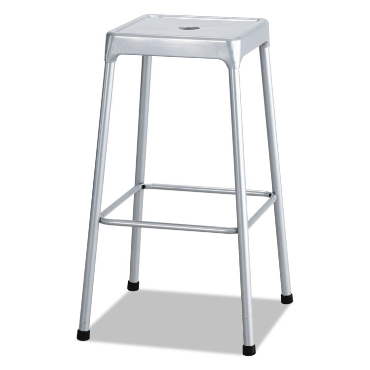Bar-Height Steel Stool, Backless, Supports Up To 250 Lb, 29" Seat Height, Silver