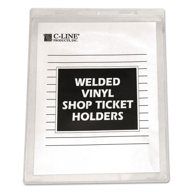 Clear Vinyl Shop Ticket Holders, Super Heavy-Duty, Top Load 8.5 x 11 Insert, Clear Front, 50/Box