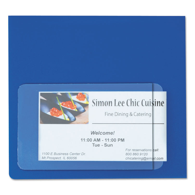 Self-Adhesive Business Card Holders, Side Load, 2 x 3.5, Clear, 10/Pack