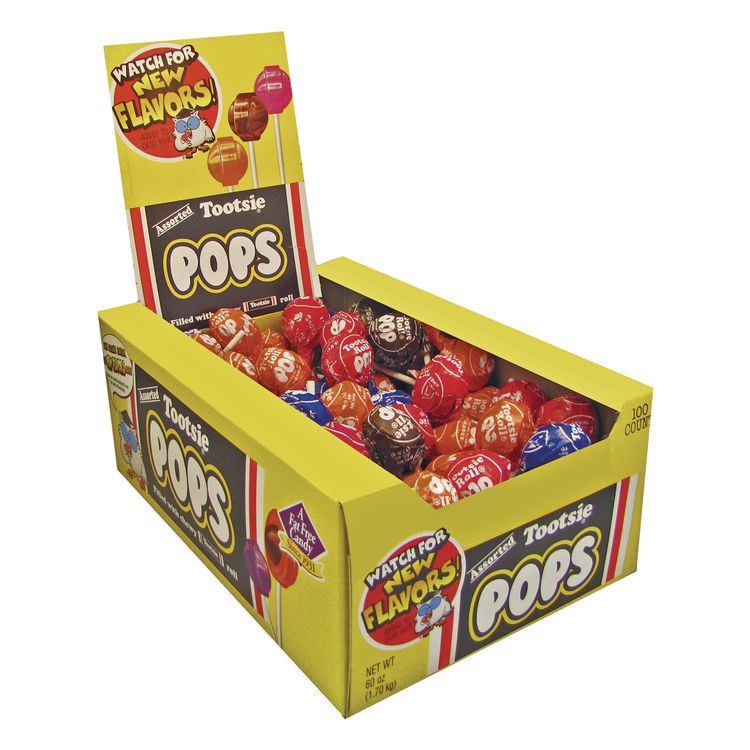 Tootsie Pops, Assorted Original Flavors, 0.6 oz Lollipops, 100/Box