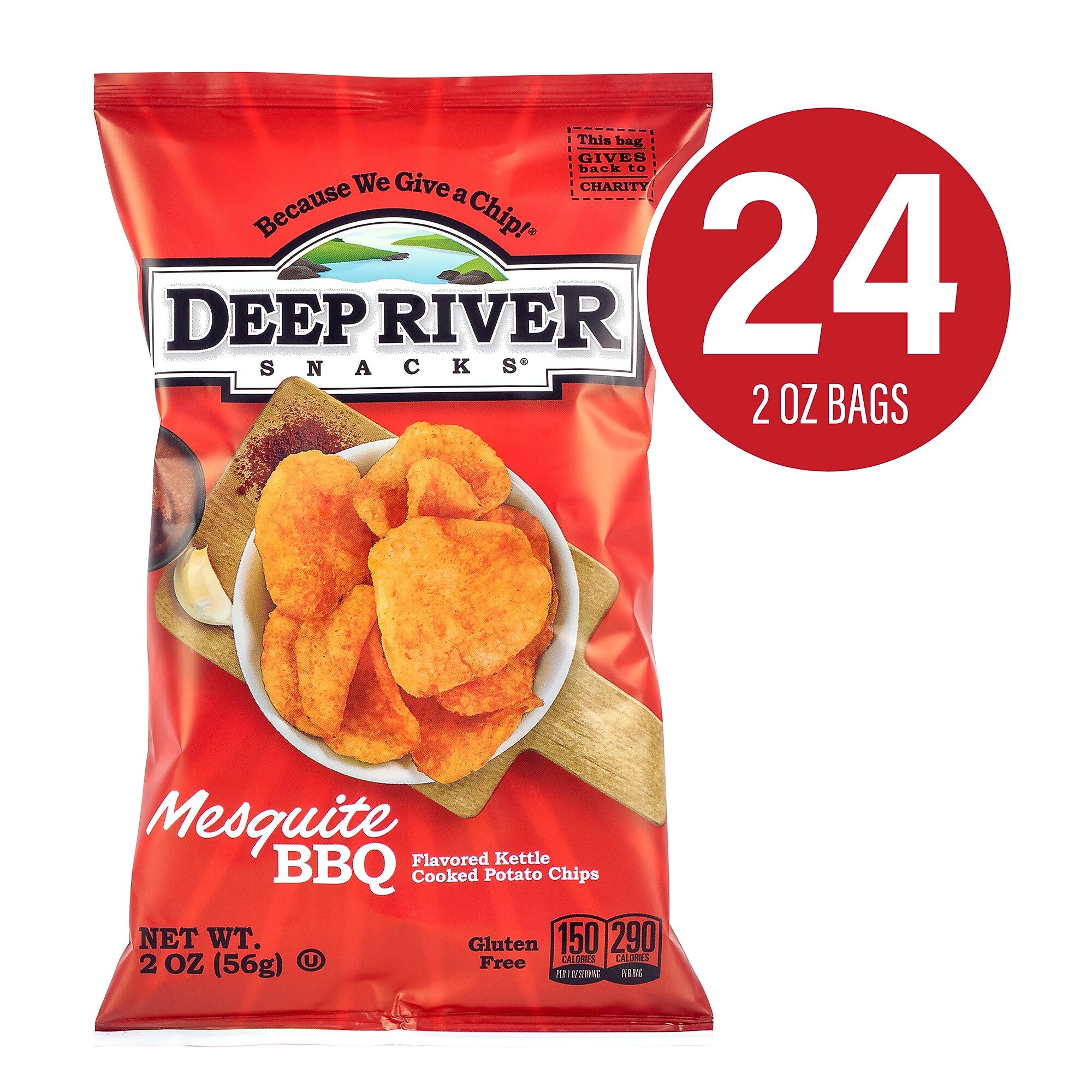 Deep River Snacks Gluten Free Mesquite BBQ Kettle Cooked Potato Chips, 2 oz., 24/Box (220-02562)