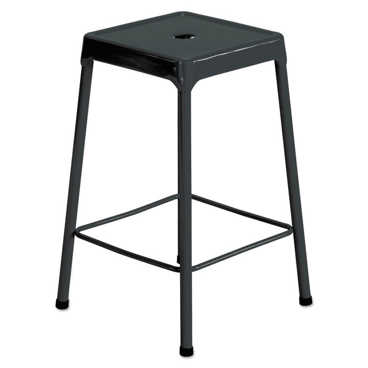 Counter-Height Steel Stool, Backless, Supports Up To 250 Lb, 25" Seat Height, Black