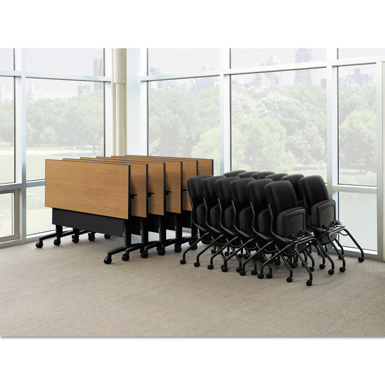 Motivate Nesting/Stacking Flex-Back Chair, Supports Up to 300 lb, 19.25" Seat Height, Onyx Seat, Black Back, Platinum Base
