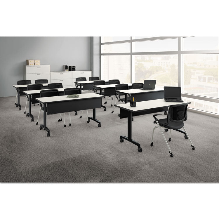 Motivate Nesting/Stacking Flex-Back Chair, Supports Up to 300 lb, 19.25" Seat Height, Onyx Seat, Black Back, Platinum Base