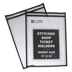 Stitched Shop Ticket Holders, Super Heavy-Duty, Top Load 11 x 14 Insert, Clear Front, Black Border, 25/Box