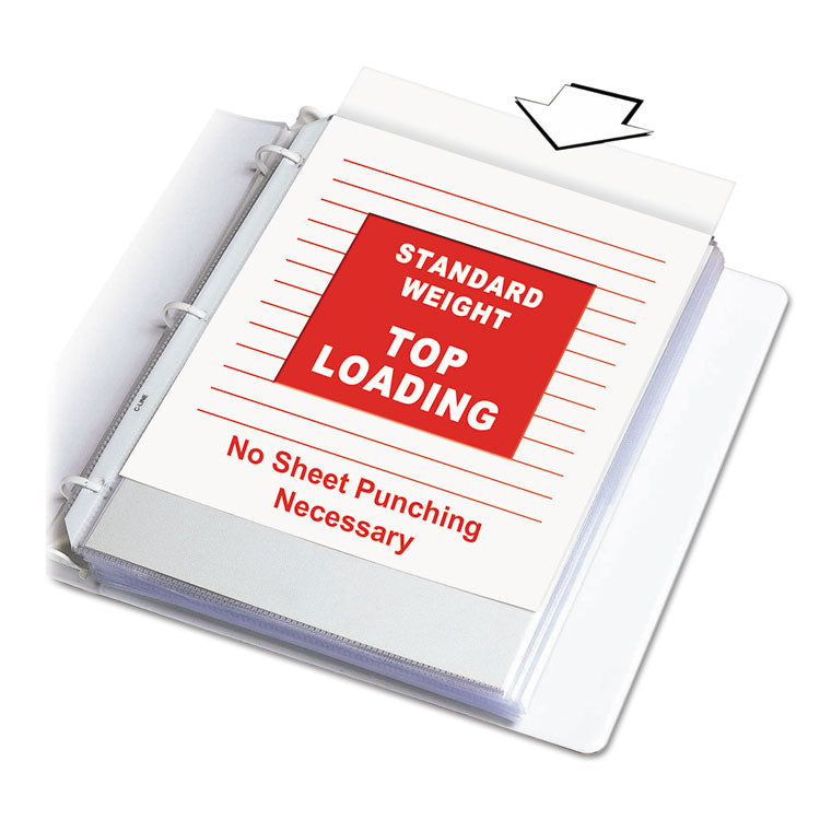 Polypropylene Sheet Protectors, Medium-Duty, Side: 3-Hole Punched, Top Load 8.5 x 11 Insert, Nonglare Clear Front, 50/Box
