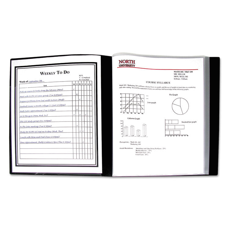 Bound Sheet Protector Presentation Book, 24 Letter-Size Sleeves, Black