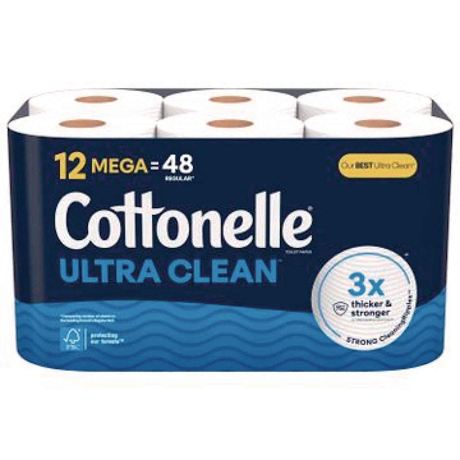 Cottonelle Ultra CleanCare Toilet Paper, 1-Ply, White, 284 Sheets/Roll, 12 Rolls/Case, 4 Cases/Carton (KCM55480)