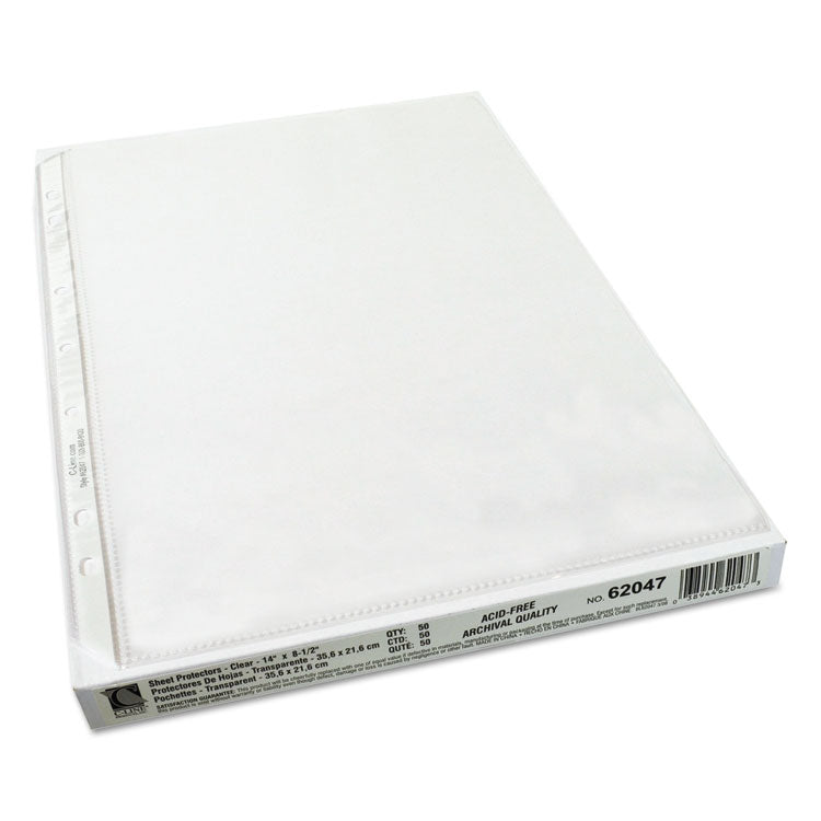 Polypropylene Sheet Protectors, Heavy-Duty, Side: 7-Hole Punched, Top Load 8.5 x 14 Insert, Clear Front, 50/Box