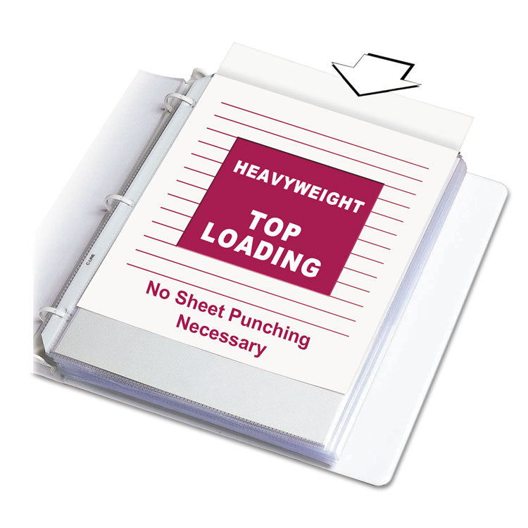 Polypropylene Sheet Protectors, Heavy-Duty, Side: 3-Hole Punched, Top Load 8.5 x 11 Insert, Clear Front, 50/Box