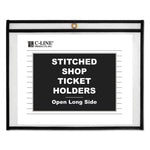 Stitched Shop Ticket Holders, Super Heavy-Duty, Top Load 12 x 9 Insert, Clear Front, Black Border, 25/Box