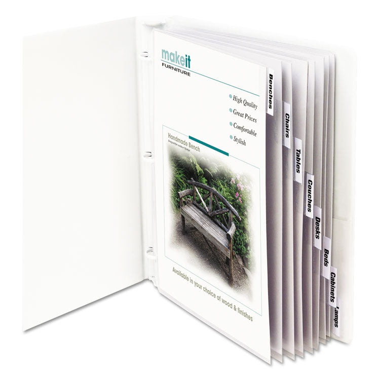 Sheet Protectors with Eight Clear Index Tabs, Heavy-Duty, Side: 3-Hole Punched, Top Load 8.5 x 11 Insert, Clear, 8/Set