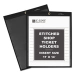 Stitched Shop Ticket Holders, Super Heavy-Duty, 11 x 14 Insert, Clear Front, Black Pressboard Back, Black Border, 25/Box