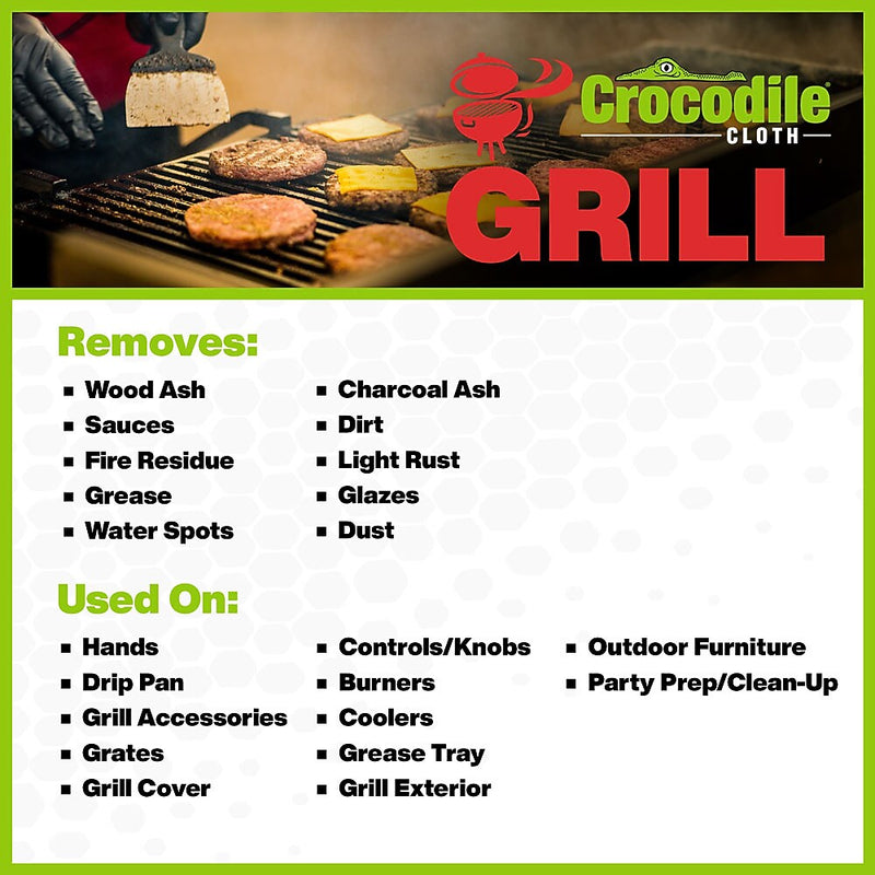 Crocodile Cloth Grill Cleaning Cloths, 15" x 10", 80/Pack (6600-080)
