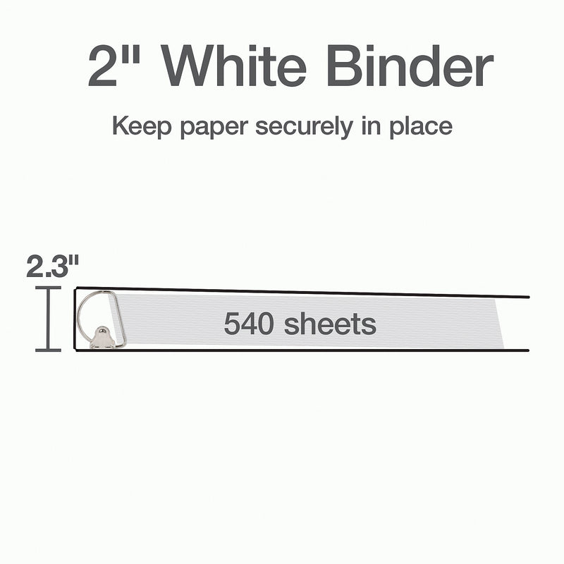 Cardinal XtraLife Heavy Duty 2" 3-Ring View Binders, D-Ring, White (26320)