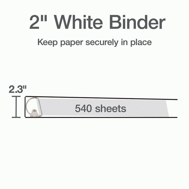 Cardinal XtraLife Heavy Duty 2" 3-Ring View Binders, D-Ring, White (26320)