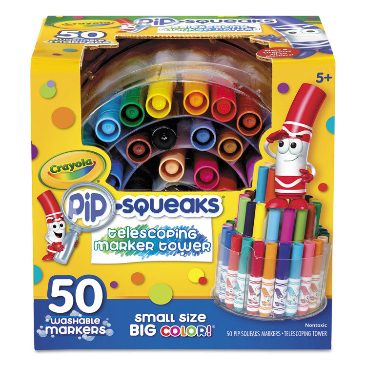 Pip-Squeaks Telescoping Marker Tower, Medium Bullet Tip, Assorted Colors, 50/pack
