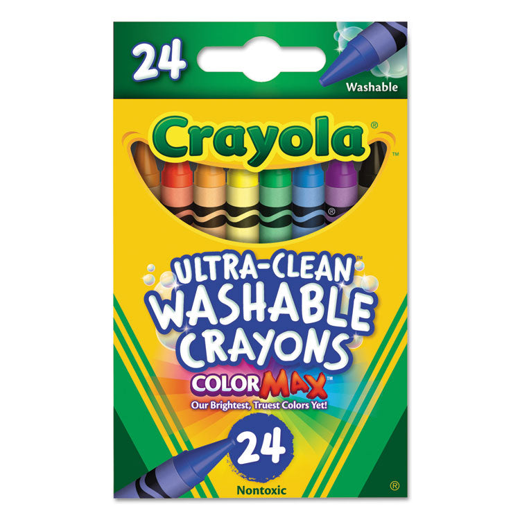 Ultra-Clean Washable Crayons, Regular Size, 0.31" x 3.63", 24 Assorted Colors, 24/Pack