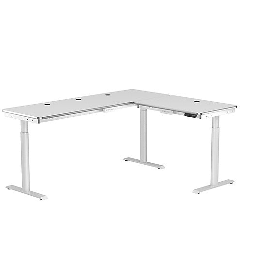 VersaDesk PowerLift 72"W Electric L-Shaped Adjustable Standing Desk, White (PLLSD7272-WW-APP)