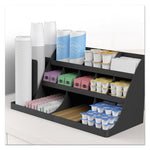 Extra Large Coffee Condiment and Accessory Organizer, 14 Compartment, 24 x 11.8 x 12.5, Black