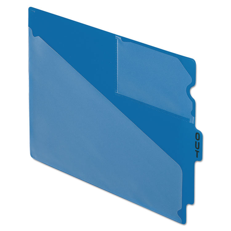 Colored Poly End Tab "Out" Guides, 1/3-Cut: Center Position, For Letter Size Files, Blue, 50/Box