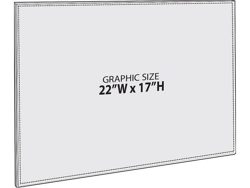 Azar Sign Holder, 22" x 17", Horizontal, Wall Mounted, Clear, Acrylic, 2/Pack (122038-2PK)