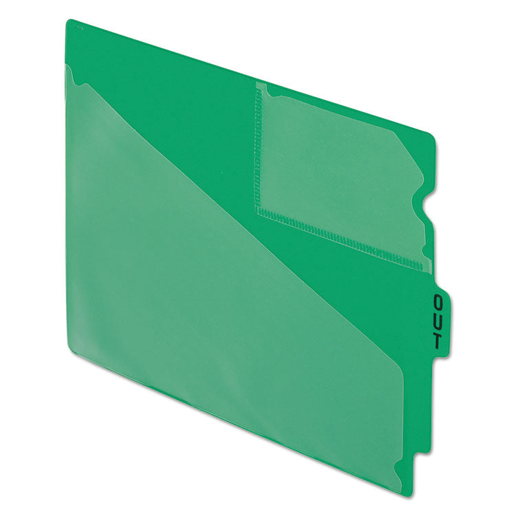Colored Poly End Tab "Out" Guides, 1/3-Cut: Center Position, For Letter Size Files, Green, 50/Box