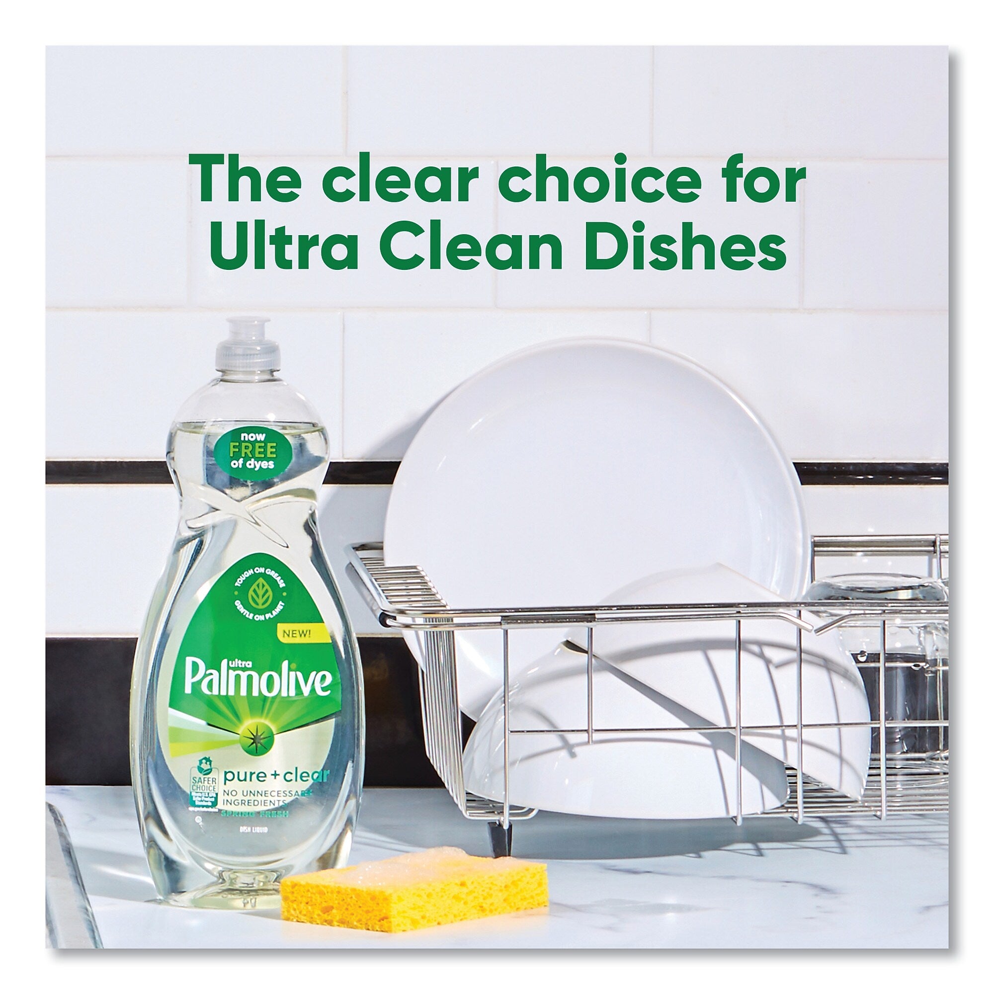 Palmolive Pure + Clear Dishwashing Liquid, Unscented, 32.5 oz Bottle, 9/Carton
