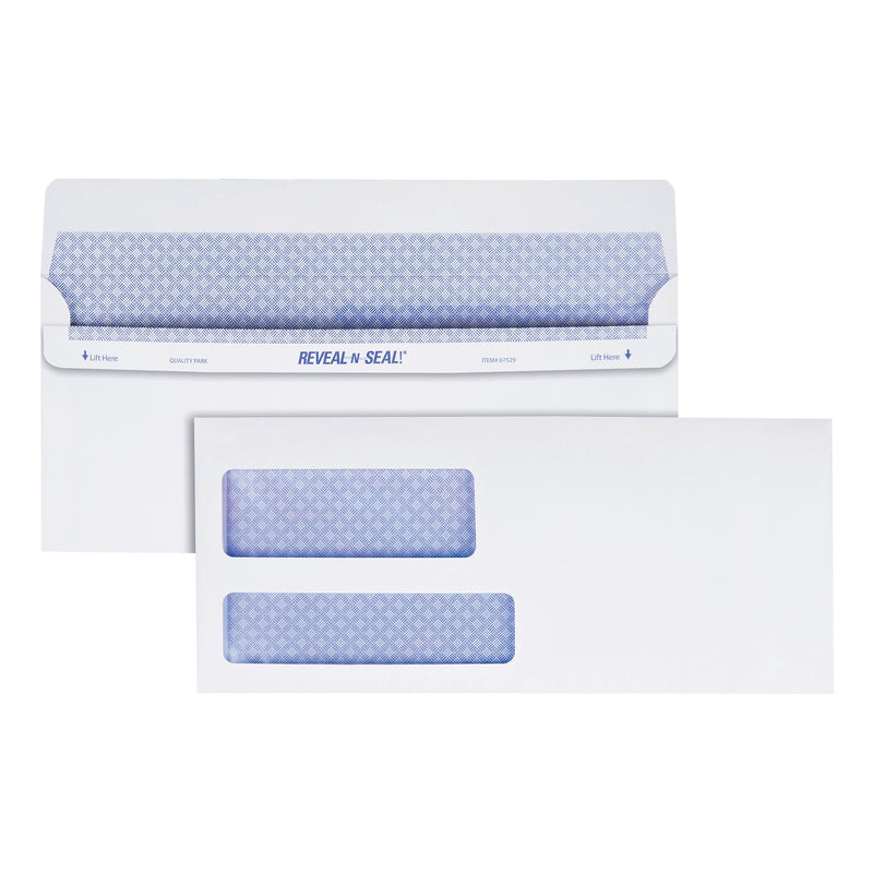 Staples Reveal-N-Seal Security Tinted #9 Double Window Envelopes, 3 7/8" x 8 7/8", White, 500/Box (1017262)