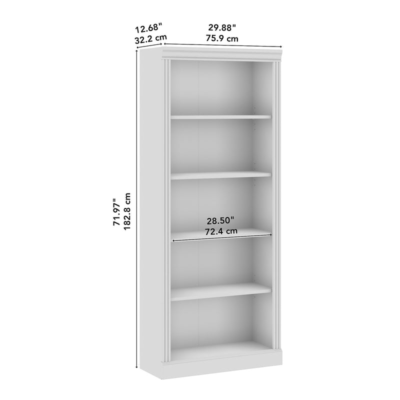 Bush Business Furniture Arlington 72"H 5-Shelf Bookcase, Harvest Cherry (WC65515-03)