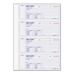 Receipt Book, Two-Part Carbonless, 7 x 2.75, 4 Forms/Sheet, 400 Forms Total