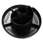 Rotary Desk Organizer, 11 Compartments, Plastic, 8.75" Diameter x 5.38"h, Black