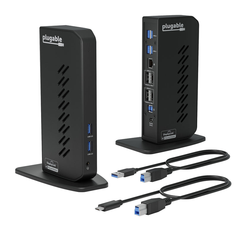 Plugable USB 3 & USB-C Dual 4K Display Docking Station with Displayport and HDMI for Windows & Mac (UD-6950Z)