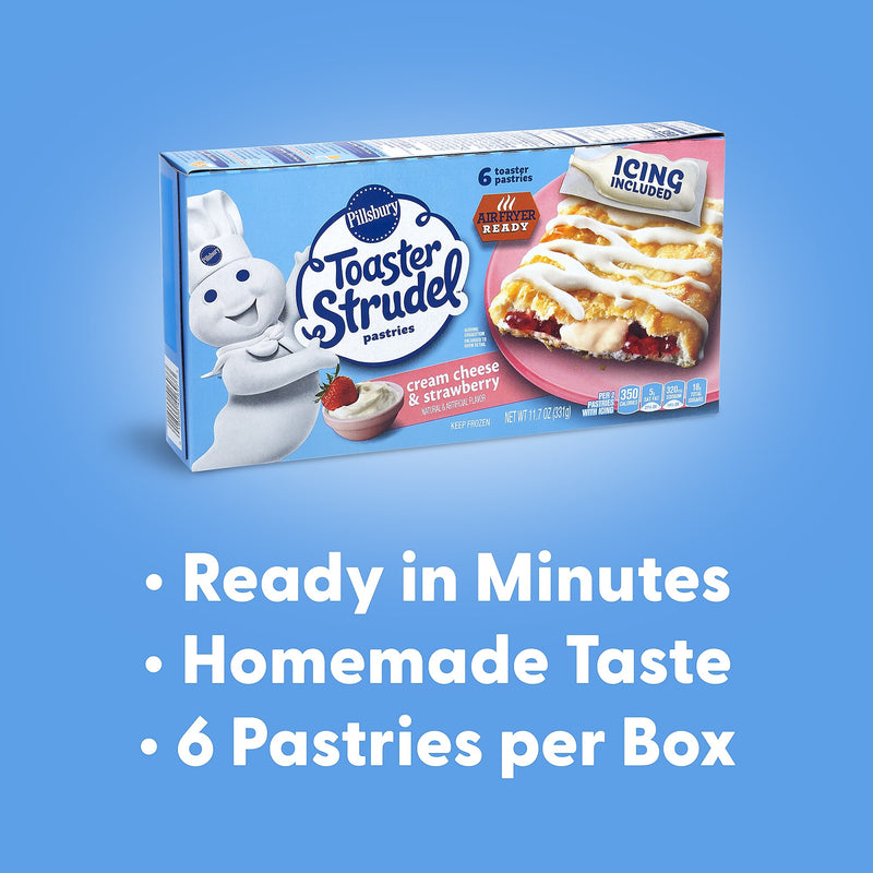 Pillsbury Toaster Strudel, Cream Cheese Strawberry, 11.7 oz, 36/Pack (600-04141)