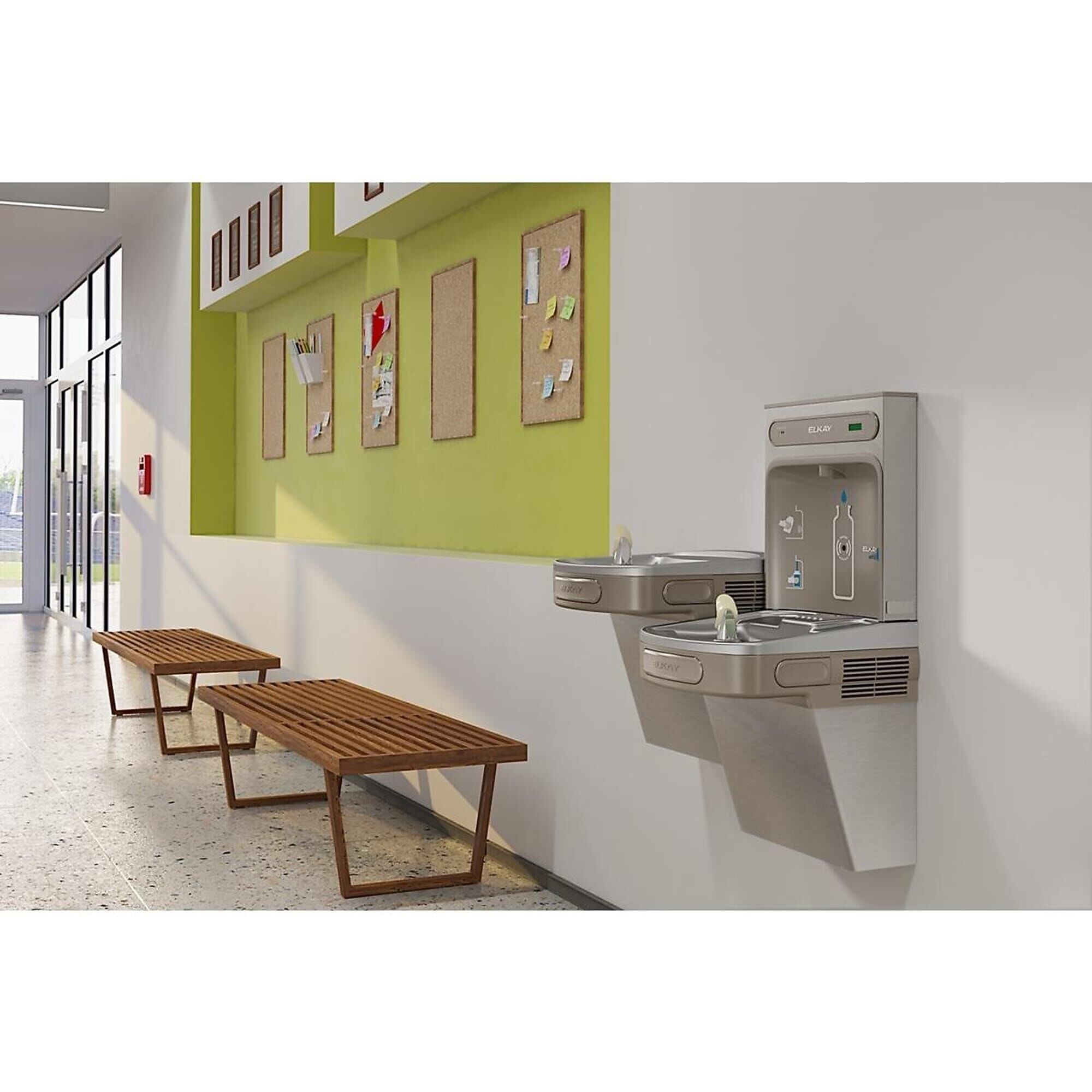 Elkay ezH2O Wall Mounted Bi-Level Drinking Fountain and Hands Free Bottle Filling Station, Stainless Steel (ELZSTL8WSSK)