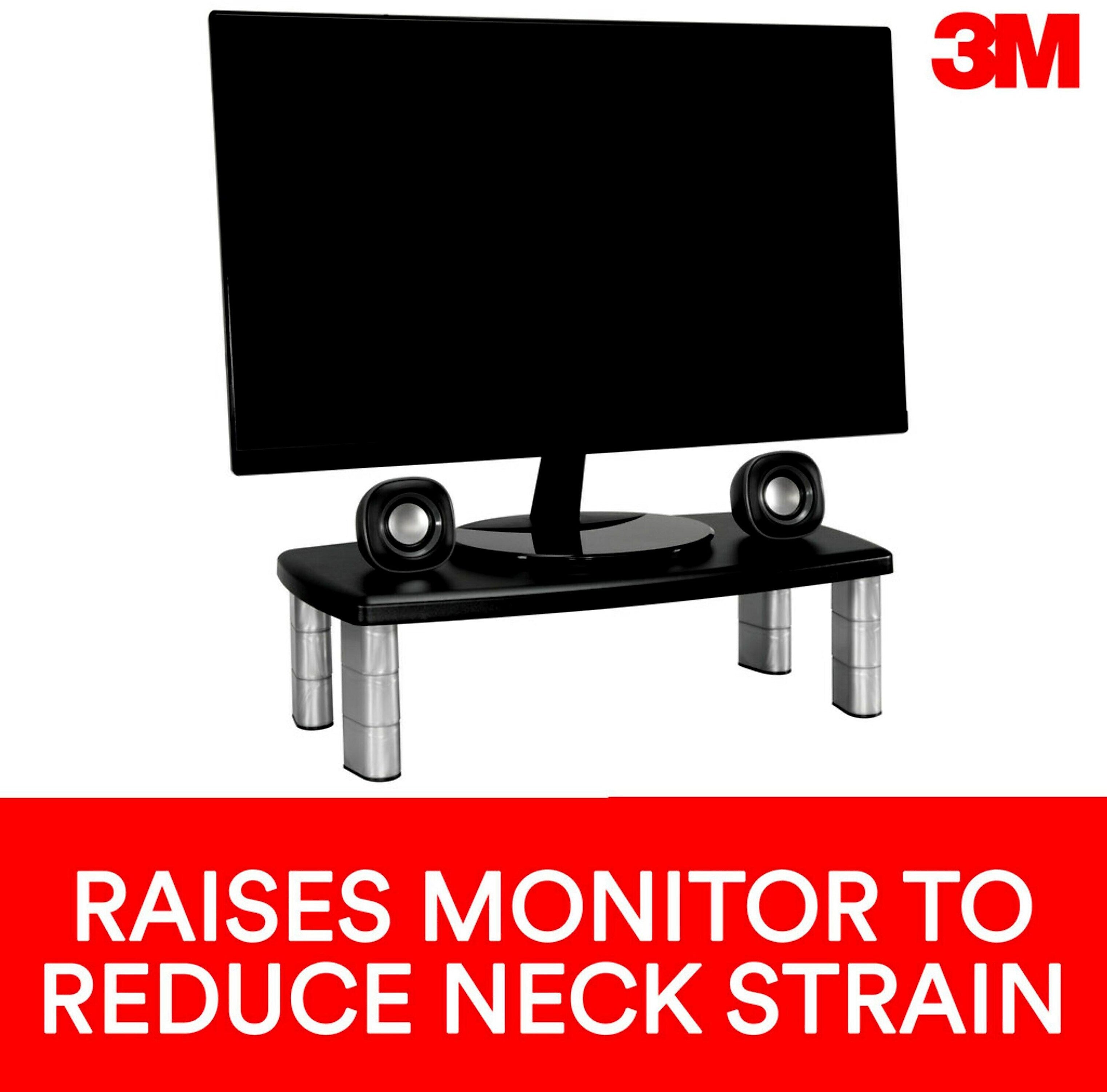 3M Adjustable Monitor Stand, Up to 40 lbs., Black (MS90B)