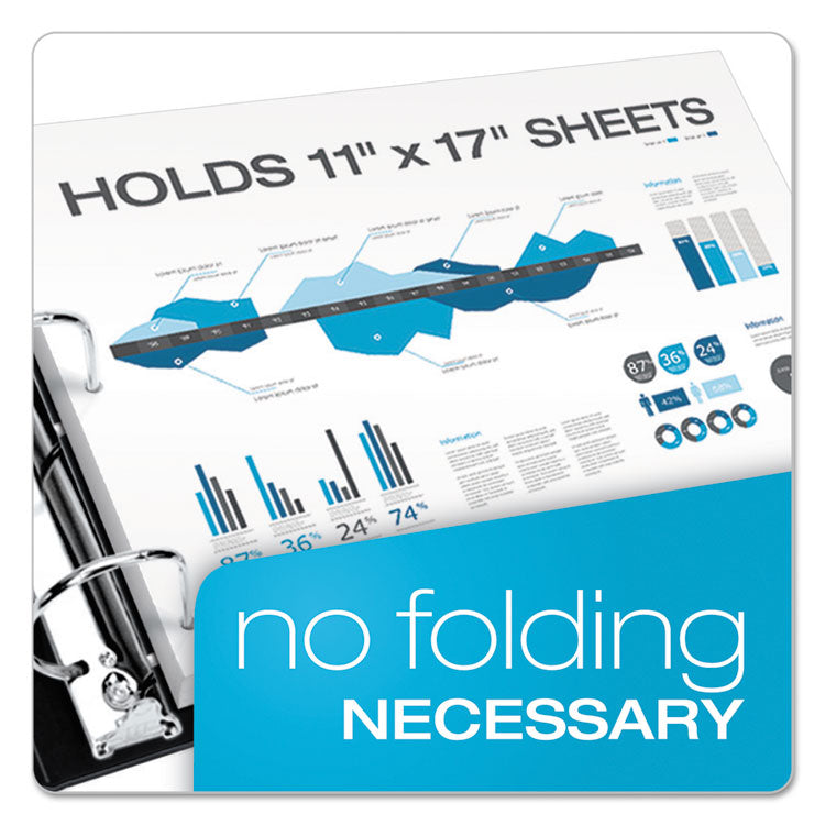 Clearvue Slant-D Ring Binder, 3 Rings, 1" Capacity, 11 X 17, White