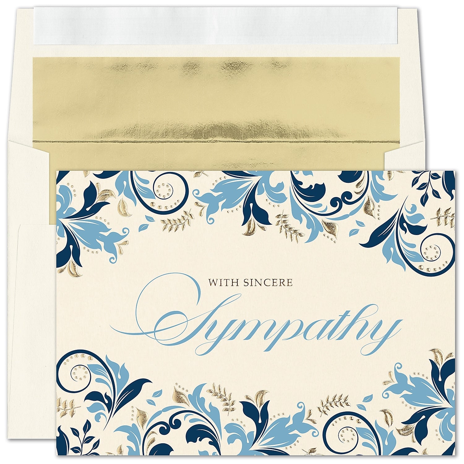 "Classic Comfort" Sympathy Card w/ Gold Lined Ecru Envelope, 50/BX