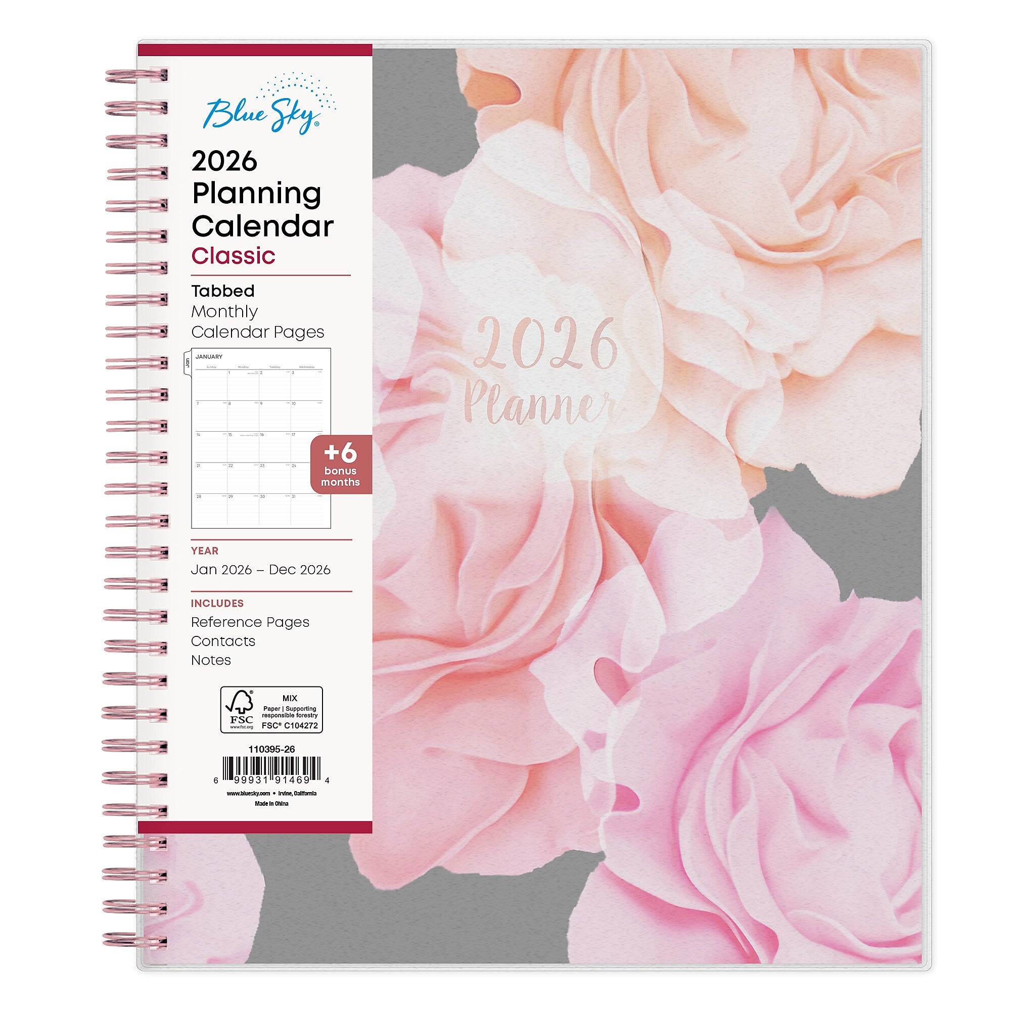 2026 Blue Sky Joselyn 8" x 10" Calendar Year Monthly Planner, Plastic Cover, Multicolored (110395-26)