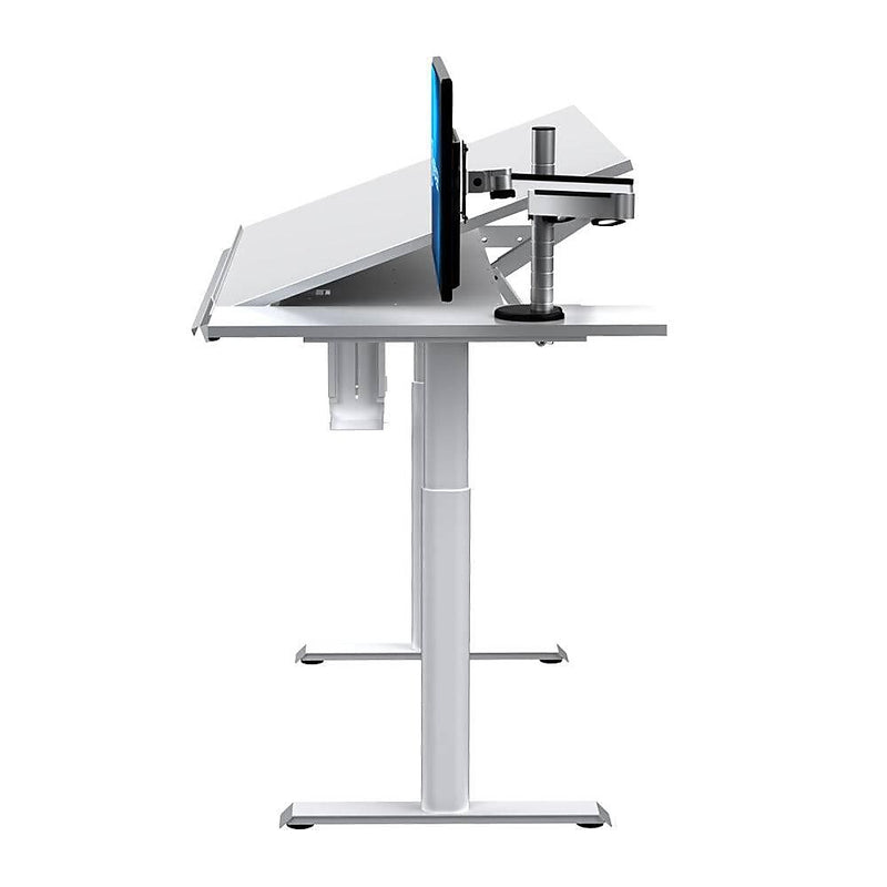 VersaDesk PowerLift 48"W Electric Adjustable Drafting Table, White (PEDT48-WW-APP)
