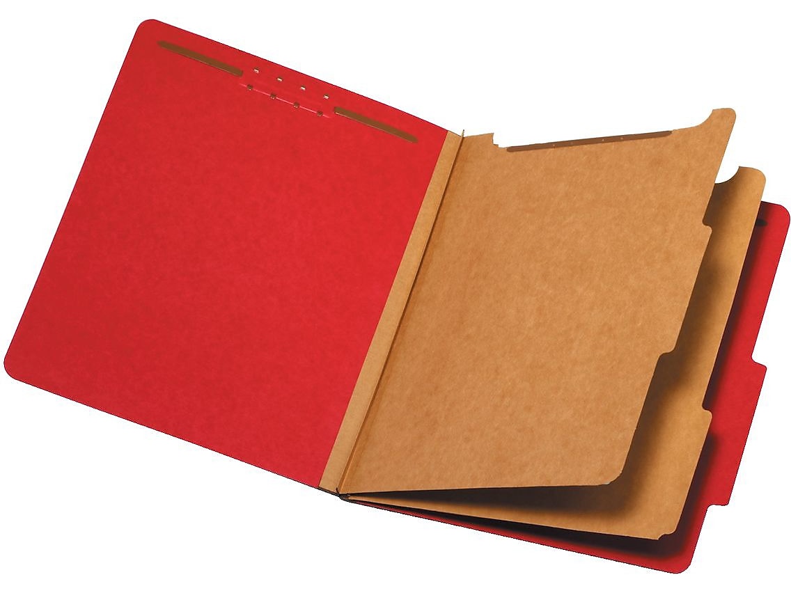 Pendaflex Pressboard Classification Folder, 2-Dividers, 2 1/2" Expansion, Letter Size, Red, 10/Box (24131P)