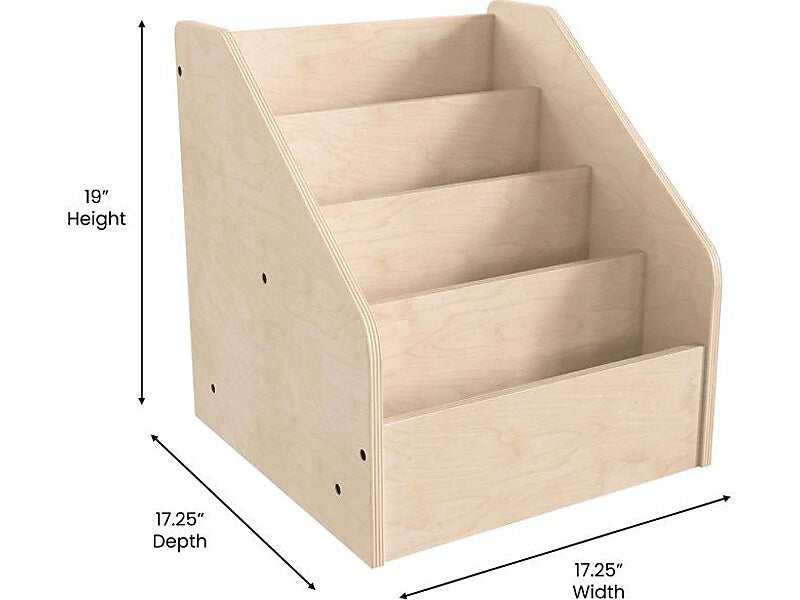 Flash Furniture Bright Beginnings 4-Section Book Display Unit, 19"H x 17.25"W x 17.25"D, Brown (MK-KE24305-GG)