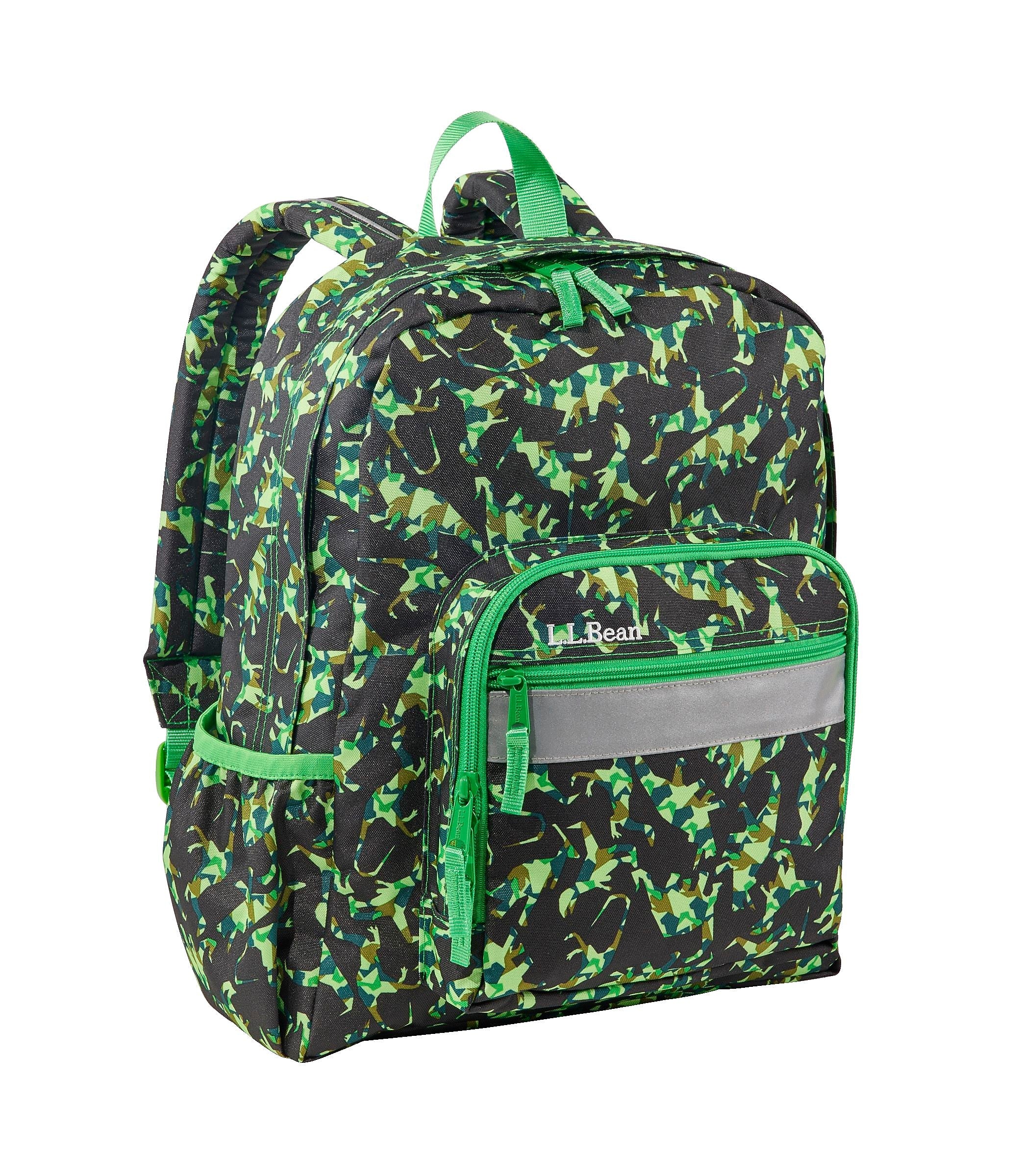 L.L.Bean Original Book Pack Kids Backpack, Small, Classic Green Dino (1000230603)