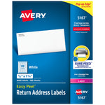 Avery Easy Peel Laser Return Address Labels, 1/2" x 1-3/4", White, 8,000 Labels/Pack (5167)
