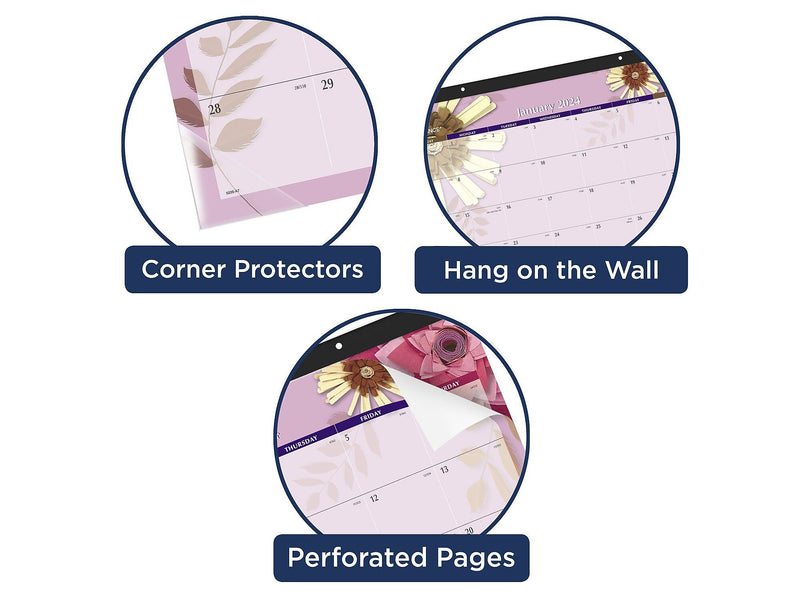 2024 AT-A-GLANCE Paper Flowers 21.75" x 17" Monthly Desk Pad Calendar (5035-24)