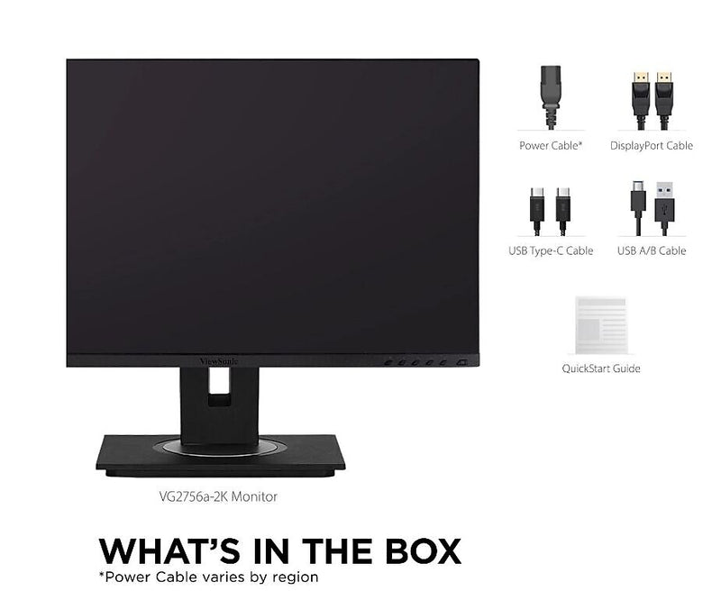 ViewSonic Ergonomic 27" 60Hz LCD Monitor, Black (VG2756A-2K)