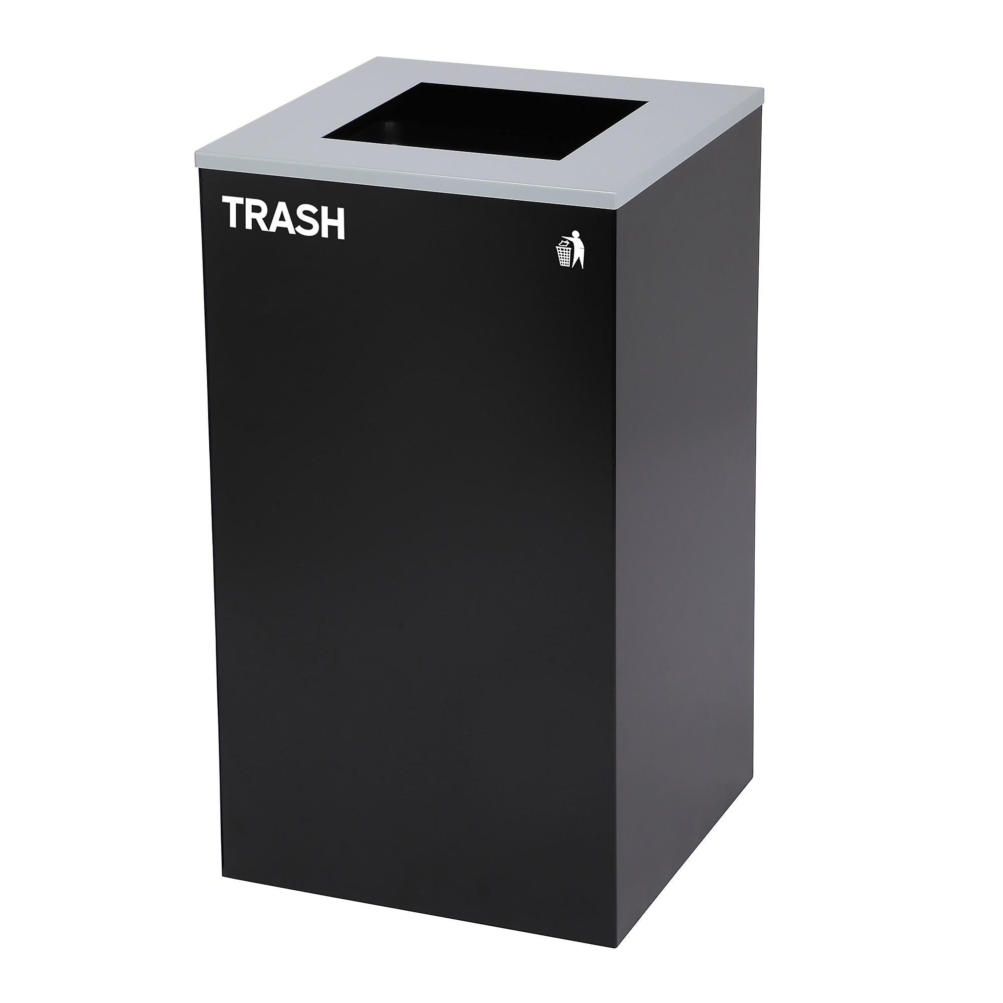 Alpine Industries Steel Trash Can with Square Lid, 29 Gallon, Black (ALP4450-KIT-BLK-S-TR)
