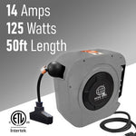 Hose Reel Pro 50 ft. Extension Cord Reel, 3-Outlet, 12 AWG, Gray (EC-GY-50)