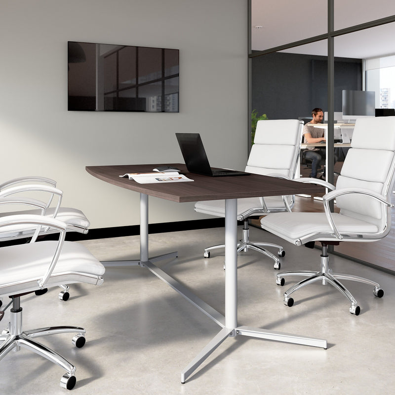 Bush Business Furniture 72"W x 36"D Boat Shaped Conference Table, Storm Gray (99TBM72SGSVK)
