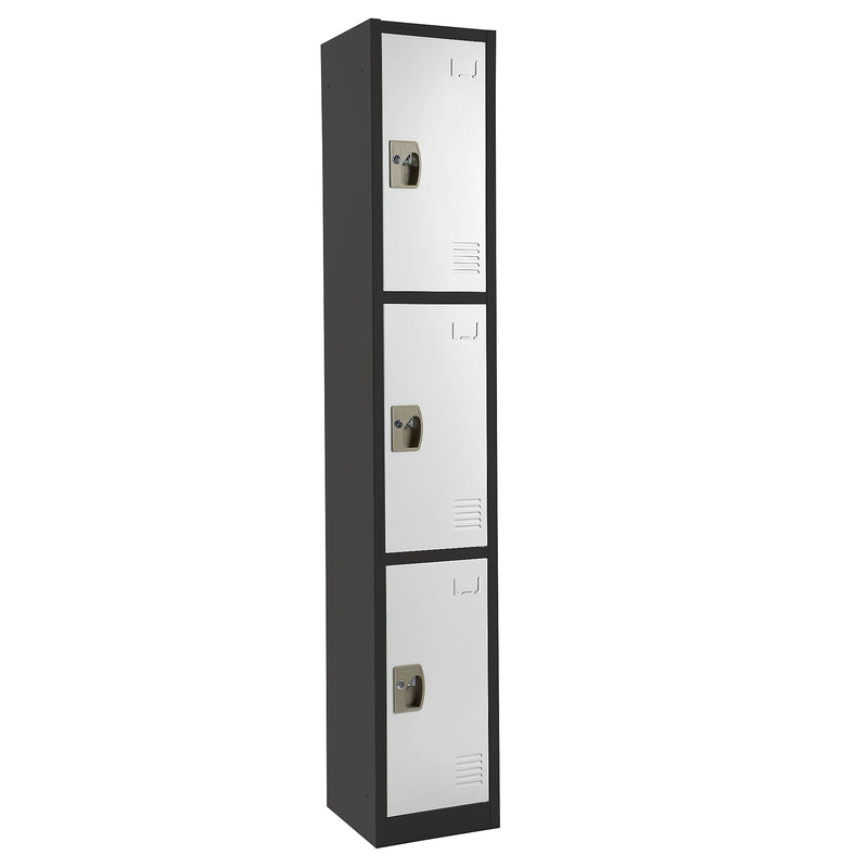 AdirOffice 72'' 3-Tier Black and White Storage Locker (ADI629-203-B-W)